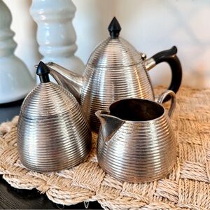 VTG Silver-Plated Torre & Tagus Beehive Tea Set 3-Piece with Bakelite Handles
